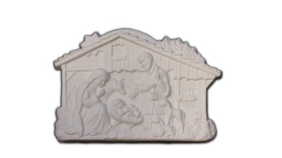 PŁASKORZEŹBA SZOPKA ŚW. RODZINA ODLEW ZAWIESZKA