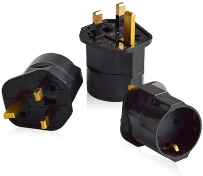 3 x Adapter Podróżny 13A Wtyk Angielski-EUROPEJSKI