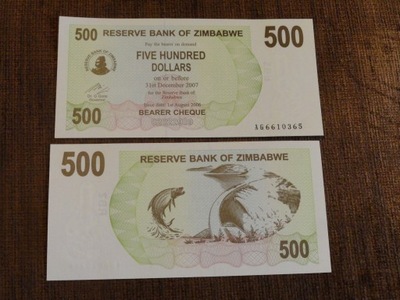 520.ZIMBABWE 500 DOLARÓW UNC