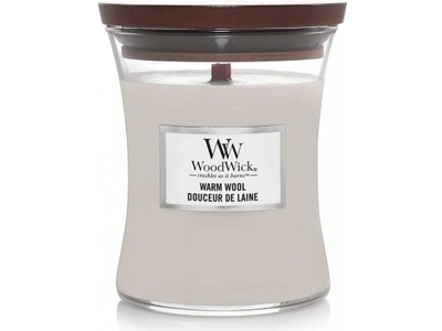 Vonná sviečka WoodWick s dreveným knôtom malá Warm Wool 85 g