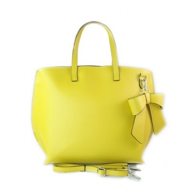 Włoska torba A4 Shopper Bag Vera Pelle Żółta SB689GL