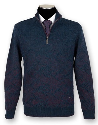 Elegancki sweter męski wełniany CarloGotti na zamek rozpinany XL SW003