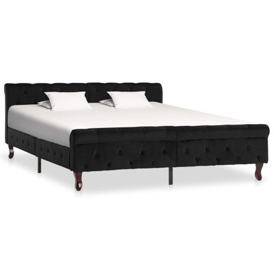 VidaXL Rama łóżka, czarna, tapicerowana aksamitem,