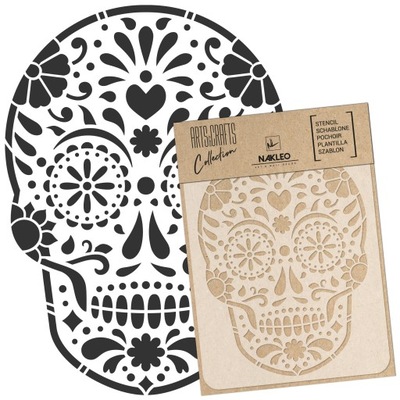 Szablon DIY DECOUPAGE Wielorazowy 15x21cm A5 Calaveras CZASZKA MEKSYKAŃSKA