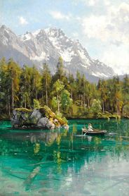 Obraz 50x30 cm Peter Monsted - Jezioro w Bawarii