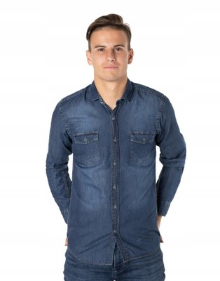 Koszula Męska Jeans z Długim Rękawem 059-01 r M