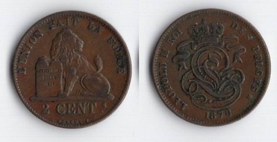 BELGIA 1870 2 CENTIMES NAPIS WALOŃSKI