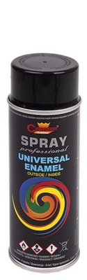 Farba akrylowa spray uniwersalny CHAMPION RAL 9017 Czarny POŁYSK 400ml