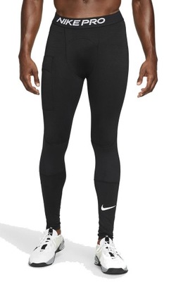 Spodnie termiczne piłkarskie Nike czarne getry leginsy roz. S