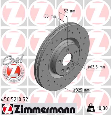 ZIMMERMANN 450.5210.52 ДИСК ТОРМОЗНОЙ