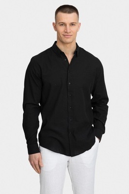 Czarna lniana koszula męska rozmiar XL