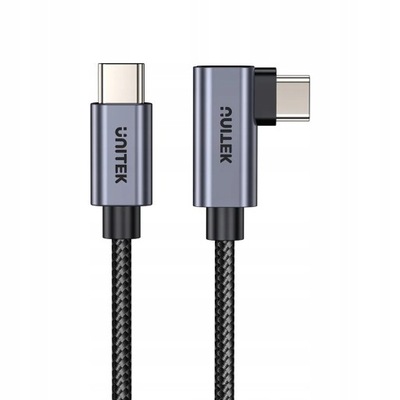 Kabel USB-C - USB-C Kątowy PD 3.0 100W 5A 20V QC Chip E-Mark 1m Unitek