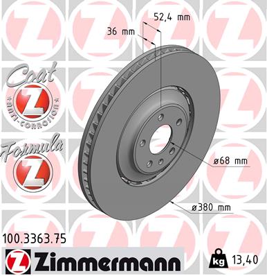 ZIMMERMANN 100.3363.75 ДИСК ТОРМОЗНОЙ