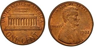 1 cent USA (1982) -A. Lincoln Mennica Denver i Philadelphia-komplet 7 sztuk