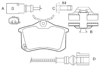 VALEO PADS BRAKE REAR SCREW BLASZKI VW GOLF 1.8 PETROL 8 1986-7  