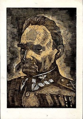 linoryt barwny Zygmunt Acedański: Józef Piłsudski