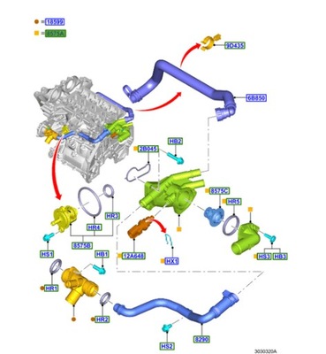 Корпус термостата 1.0 ecobst ford tourneo connect фото №1