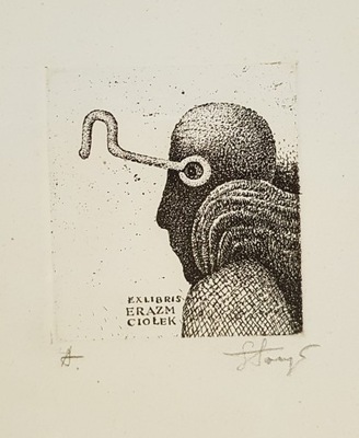 Stasys, Exlibris Erazm Ciołek grafika surrealizm