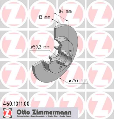 ZIMMERMANN PORSCHE 924 257MM DISCOS PARTE DELANTERA 460.1011.20  