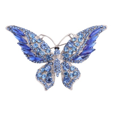 Broszka z motylem z kryształkami dla kobiet Wykwintny kryształowy skrzydlaty niebieski