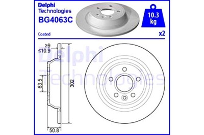 DELPHI DISCOS DE FRENADO 2SZT. PARTE TRASERA FORD FOCUS II GALAXY I GALAXY II  