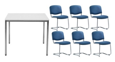Komplet stół konferencyjny 80x80cm + 6 krzeseł
