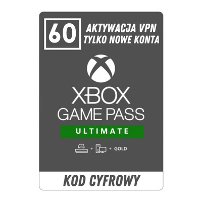 SUBSKRYPCJA XBOX GAME PASS ULTIMATE 2 MIESIĄCE/ 60 DNI KOD KLUCZ NOWE KONTA