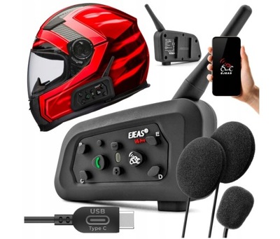 Interkom Motocyklowy Ejeas V6 Pro+ Plus USB-C Bluetooth