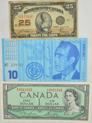 21.hc.Zest.Canada,..., Banknoty szt.3, St.1, 3+