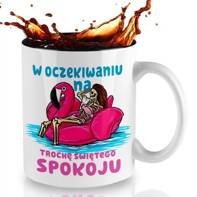 Kubek Czarny Prezent TROCHĘ ŚWIETEGO SPOKOJU Wzory