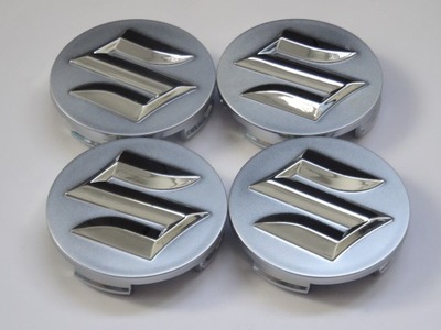 4 X TAPACUBOS DEKLE EMBLEMATY PARA DISCOS SUZUKI 54 MM PLATEADO 3D  