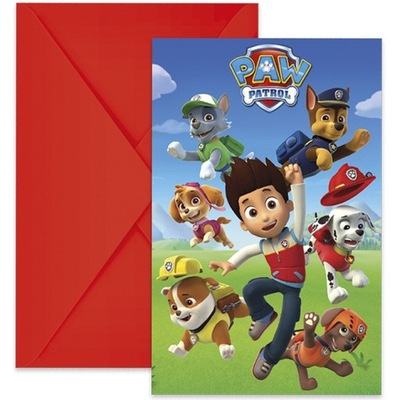 Zaproszenia urodzinowe PSI PATROL paw patrol dla dzieci z KOPERTAMI 6szt