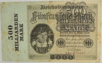 8.dir.Niemcy, 500 Mld Marek 1923 rzadki, St.3+