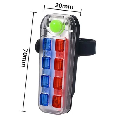 Czerwone i niebieskie Części rowerowe Tylne światło roweru 8 diod LED Czerw