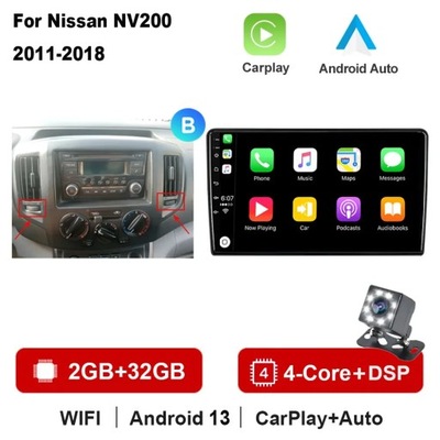 RADIO DE AUTOMÓVIL CON SYSTEMEM ANDROID 13 PARA NISSAN NV200 2011 2015 2016 2017-2018 CARPLAY AUTO  