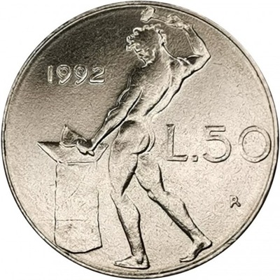 Włochy 50 lirów 1992 Italia mennicze mennicza