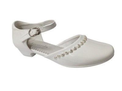 Komunijne buty r37 dziewczęce pantofle sandałki białe obuwie