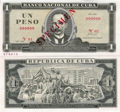 Kuba 1972 - 1 peso - Pick 102s UNC SPECIMEN