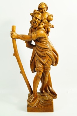 Drewniana rzeźba święty krzysztof drewno