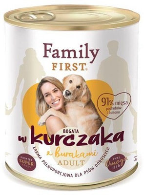 Family First KURCZAK z burakami dla Psa 800g