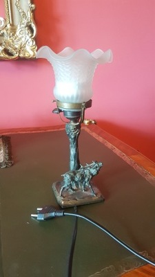 Lampka stojąca brąz Secesja z kloszem.