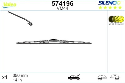 VALEO ЛИСТ ДВІРНИКИ PRZEGUBOWE ЗАД 1 ШТУКА. VM44 SILENCIO 350MM