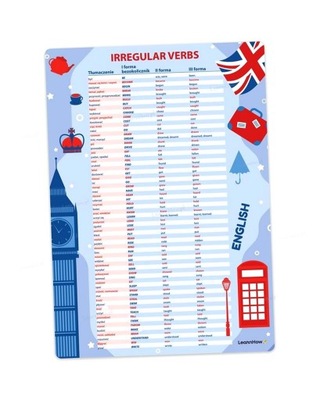 PLAKAT EDUKACYJNY J. ANGIELSKI IRREGULAR VERBS A3