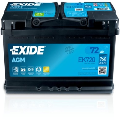 AGM АКУМУЛЯТОР EXIDE СТАРТ-STOP 72AH 760A