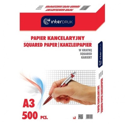 PAPIER KANCELARYJNY A3 KRATKA 500ARKUSZY INTERDRUK