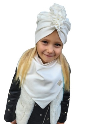 Podwójny Zestaw Czapka Turban Chusta 44-47cm Wzory