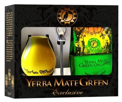 ZESTAW YERBA MATE BIO 400 g, MATERO (LOSOWY WZÓR), BOMBILLA - ORGANIC MATE