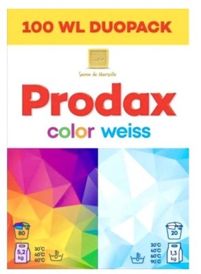 Prodax Proszek do prania 2w1 DWUPAK 6,5 kg kolor/biały 100 prań niemiecki