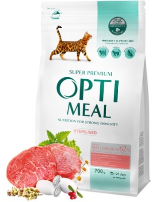 OPTIMEAL Sterilised Cat Beef 700g Wołowina