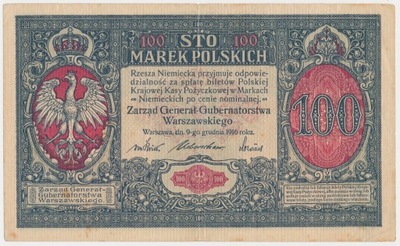 4214. 100 mkp 1916 Generał - bardzo ładny - st.3